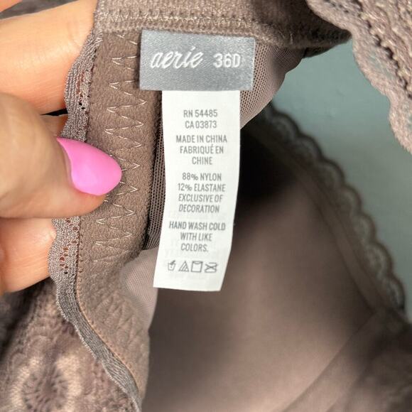 Aerie Brooke Plunge Bra 36D Brown Lace NWT Underwire Push Up Sexy Supportive - Picture 3 of 7
